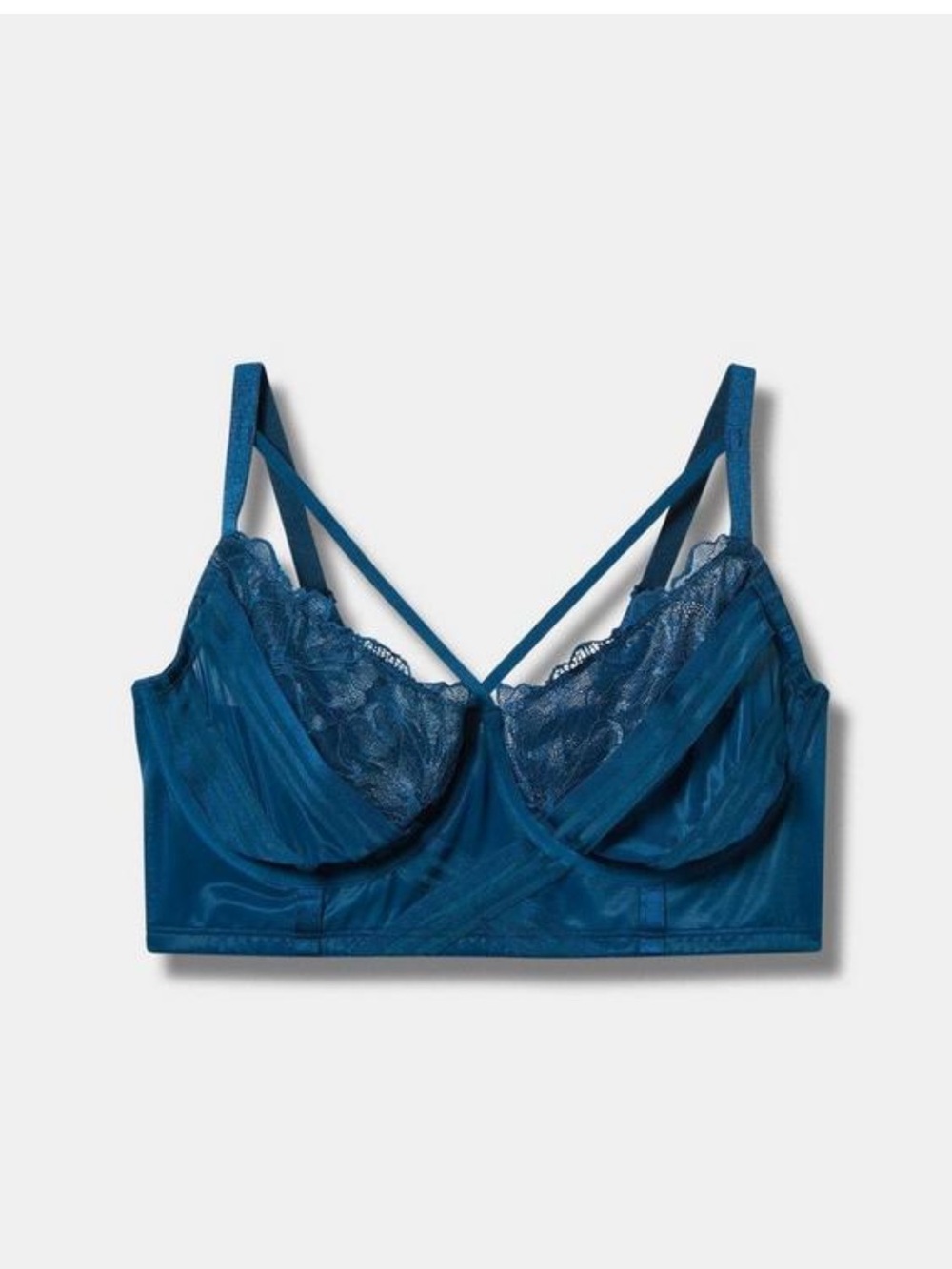 Lace-Detail Longline Bralette in Teal-NWT-Torrid 2x